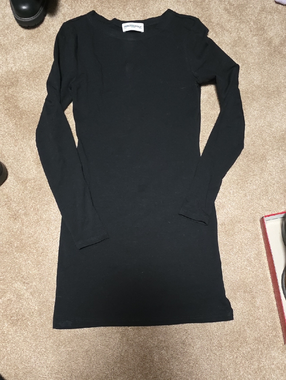 Princess Polly Black Long Sleeve Mini Dress